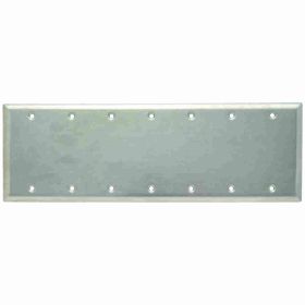 Pass & Seymour SS601 Standard Wallplate, 7 Gangs, 4.5 in H x 13.62 in W, 302 Stainless Steel/Thermoplastic