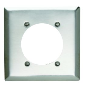 Pass & Seymour SS701 Standard Wallplate, 2 Gangs, 4.5 in H x 4.56 in W, 302 Stainless Steel/Thermoplastic