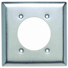 Pass & Seymour SS716 Standard Wallplate, 2 Gangs, 4.5 in H x 4.56 in W, 302 Stainless Steel/Thermoplastic