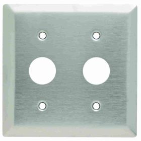 Pass & Seymour SS727 KL Series Standard Wallplate, 2 Gangs, 4.5 in H x 4.56 in W, 302 Stainless Steel/Thermoplastic