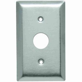 Pass & Seymour SS730 Communication Standard Sized Vertical Orientation Cable Access Wallplate With #340 Adjustable Yoke, 1 Gang, 4-1/2 in L, 302/304 Stainless Steel, Surface Mount