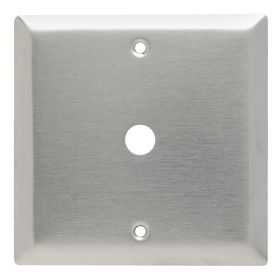 Pass & Seymour SS741 Standard Communication Wallplate, 2 Gangs, Silver, 4-1/2 in H x 4-1/2 in W, 302 Stainless Steel