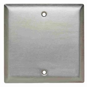 Pass & Seymour SS743 Standard Blank Wallplate With Center Opening, 2 Gangs, Silver, 4.5 x 2.75 x 0.23 in, 302 Stainless Steel