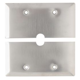 Pass & Seymour SS785 Standard Communication Wallplate With (2) #340 Yoke, 2 Gangs, Silver, 4-1/2 in H x 4-1/2 in W, 302 Stainless Steel