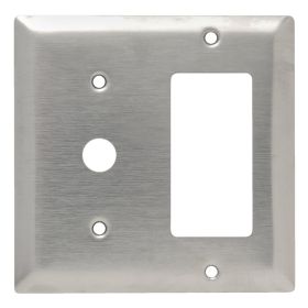 Pass & Seymour SS1226 Combination Standard Wallplate, 2 Gangs, Silver, 4-1/2 in H x 4-1/2 in W, 302 Stainless Steel