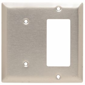 Pass & Seymour SS1426 Standard Combination Wallplate, 2 Gangs, 7 in, 302 Stainless Steel