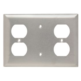 Pass & Seymour SS8148 Standard Combination Wallplate, 3 Gangs, 4-1/2 in, 302 Stainless Steel