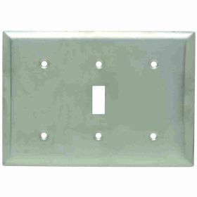 Pass & Seymour SS14114 Standard Combination Wallplate, 3 Gangs, 4-1/2 in, 302 Stainless Steel