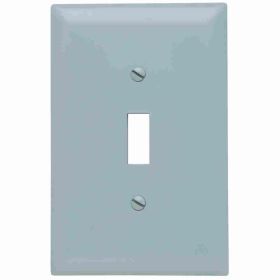 Pass & Seymour TradeMaster TPJ1-GRY Junior Jumbo Standard Wallplate, 1 Gang, Gray, 5 in H x 3-5/16 in W, Nylon/Thermoplastic