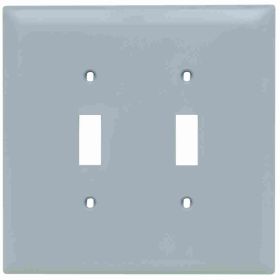 Pass & Seymour TradeMaster TPJ2-GRY Junior Jumbo Standard Wallplate, 2 Gangs, Gray, 5 in H x 5-1/8 in W, Nylon/Thermoplastic