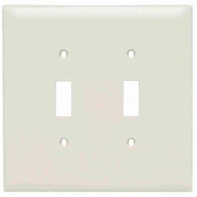 Pass & Seymour TradeMaster TPJ2-LA Junior Jumbo Standard Wallplate, 2 Gangs, Light Almond, 4.9 in H x 5-1/8 in W, Nylon/Thermoplastic