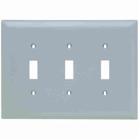 Pass & Seymour TPJ3-GRY TradeMaster Jumbo Toggle Wallplate, 3 Gangs, Gray, 5 in, Thermoplastic