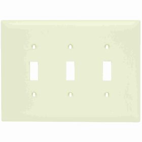 Pass & Seymour TradeMaster TPJ3-LA Junior Jumbo Standard Wallplate, 3 Gangs, Light Almond, 6 in H x 6-15/16 in W, Nylon/Thermoplastic