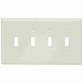 Pass & Seymour TradeMaster TPJ4-LA Junior Jumbo Standard Wallplate, 4 Gangs, Light Almond, 6 in H x 8-3/4 in W, Nylon/Thermoplastic