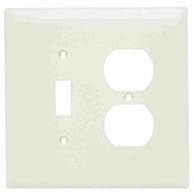 Pass & Seymour TradeMaster TPJ18-LA Jumbo Standard Sized Combination Wallplate, 2 Gangs, Light Almond, 5 in, Thermoplastic