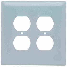 Pass & Seymour TradeMaster TPJ82-GRY Jumbo Standard Sized Receptacle Wallplate, 2 Gangs, Gray, 5 in, Thermoplastic