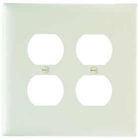 Pass & Seymour TradeMaster TPJ82-LA Jumbo Receptacle Wallplate, 2 Gangs, Light Almond, 6 in, Thermoplastic