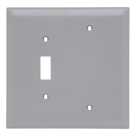 Pass & Seymour TPJ113-GRY TradeMaster Jumbo Unbreakable Combination Wallplate, 2 Gangs, Gray, 6.37 x 5.37 x 0.42 in, Nylon