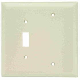 Pass & Seymour TradeMaster TPJ113-I Jumbo Standard Sized Combination Wallplate, 2 Gangs, Ivory, 5 in, Thermoplastic