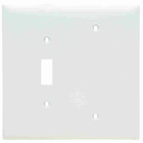 Pass & Seymour TradeMaster TPJ113-W Jumbo Standard Sized Combination Wallplate, 2 Gangs, White, 5 in, Thermoplastic