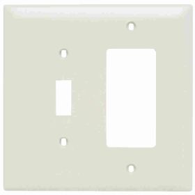 Pass & Seymour TradeMaster TPJ126-LA Jumbo Standard Sized Combination Wallplate, 2 Gangs, Light Almond, 5 in, Thermoplastic