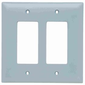 Pass & Seymour TradeMaster TPJ262-GRY Junior Jumbo Standard Wallplate, 2 Gangs, Gray, 5 in H x 5-1/8 in W, Nylon/Thermoplastic