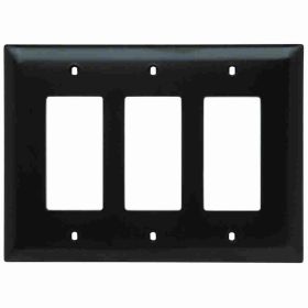 Pass & Seymour TradeMaster TPJ263 Junior Jumbo Standard Wallplate, 3 Gangs, Brown, 5 in H x 6-15/16 in W, Nylon/Thermoplastic