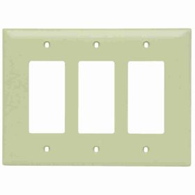 Pass & Seymour TradeMaster TPJ263-I Junior Jumbo Standard Wallplate, 3 Gangs, Ivory, 5 in H x 6-15/16 in W, Nylon/Thermoplastic