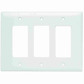 Pass & Seymour TradeMaster TPJ263-W Junior Jumbo Standard Wallplate, 3 Gangs, White, 6 in H x 6-15/16 in W, Nylon/Thermoplastic