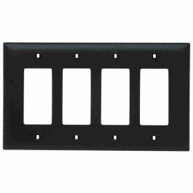 Pass & Seymour TradeMaster TPJ264 Junior Jumbo Standard Wallplate, 4 Gangs, Brown, 5 in H x 8-3/4 in W, Nylon/Thermoplastic