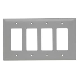 Pass & Seymour TPJ264-GRY TradeMaster Jumbo Unbreakable Decorator Wallplate, 4 Gangs, 9.5 x 5.62 x 0.33 in, Nylon, Gray