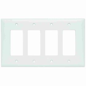 Pass & Seymour TradeMaster TPJ264-W Junior Jumbo Standard Wallplate, 4 Gangs, White, 6 in H x 8-3/4 in W, Nylon/Thermoplastic