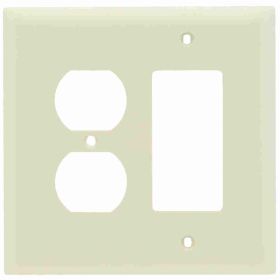 Pass & Seymour TPJ826-LA TradeMaster Jumbo Unbreakable Combination Wallplate, 2 Gangs, Light Almond, 5 in, Thermoplastic