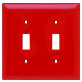 Pass & Seymour TradeMaster TP2-RED Standard Wallplate, 2 Gangs, Red, 5.5 in H x 4.56 in W, Thermoplastic