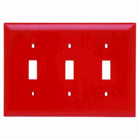 Pass & Seymour TradeMaster TP3-RED Standard Wallplate, 3 Gangs, Red, 5 in H x 6-3/8 in W, Thermoplastic