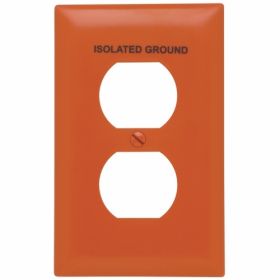 Pass & Seymour TradeMaster TP8-IG Isolated Ground Standard Sized Receptacle Wallplate With Black Silk Screen, 1 Gang, Ivory, 5 in, Thermoplastic