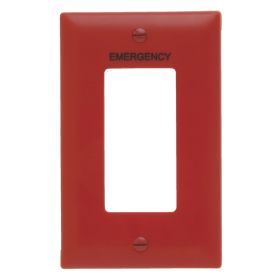 Pass & Seymour TP26-ERED TradeMaster Engraved and Pad Printed Standard Unbreakable Decorator Wallplate, 1 Gang, 4.75 x 3 x 0.12 in, Nylon, Black/Red