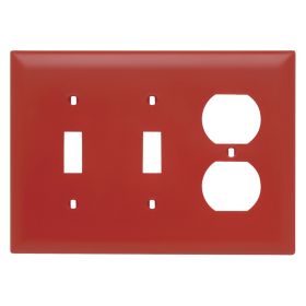 Pass & Seymour TradeMaster TP28-RED Standard Combination Wallplate, 3 Gangs, Red, 6.62 x 4.87 x 0.35 in, Nylon