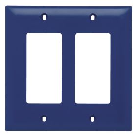 Pass & Seymour TradeMaster TP262-BL Standard Wallplate, 2 Gangs, Blue, 7 in H x 5.27 in W, Nylon