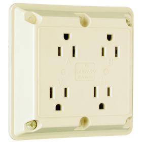 Pass & Seymour 415-I Quad Straight Blade Receptacle, 125 VAC, 15 A, 2 Poles, 3 Wires, Ivory