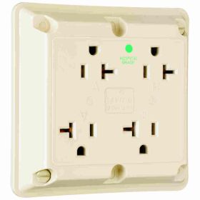 Pass & Seymour 420-HI Quad Straight Blade Receptacle, 125 VAC, 20 A, 2 Poles, 3 Wires, Ivory