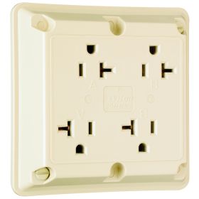 Pass & Seymour 420-I Heavy Duty Quad Straight Blade Receptacle, 125 VAC, 20 A, 2 Poles, 3 Wires, Ivory