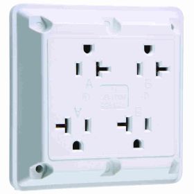 Pass & Seymour Straight Blade Receptacle 420-W Heavy Duty Quad Wall Mount Straight Blade Receptacle, 125 VAC, 20 A, 2 Poles, 3 Wires, White