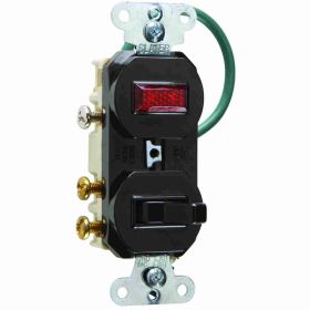 Pass & Seymour 695-G 3-Way Grounding Combination Switch and Pilot Light, 120/125 VAC, 15 A