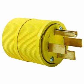 Pass & Seymour 1451 Gator Grip Straight Blade Plug, 250 VAC, 20 A, 3 Poles, 4 Wires, Yellow