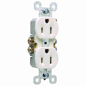 Pass & Seymour TradeMaster 3232-SLA Duplex Self-Grounding Straight Blade Receptacle, 125 VAC, 15 A, 2 Poles, 3 Wires, Light Almond