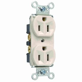 Pass & Seymour Straight Blade Receptacle 5262-LA Duplex Wall Mount Straight Blade Receptacle, 125 VAC, 15 A, 2 Poles, 3 Wires, Light Almond