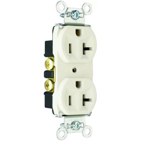 Pass & Seymour 5362-LA Duplex Straight Blade Receptacle, 125 VAC, 20 A, 2 Poles, 3 Wires, Light Almond