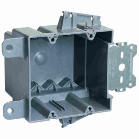 Pass & Seymour S2-35-S50AC Slater Wood and Steel Stud Bracket Box With Quick/Click and 3/8 in Offset, Thermoplastic, 35 cu-in, 2 Gangs, 2 Outlets