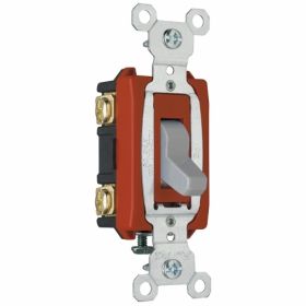 Pass & Seymour CSB20AC2-GRY Heavy Duty Toggle Switch, 120/277 VAC, 20 A, 1/2 hp, 2 W